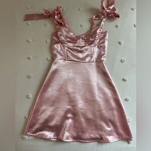 Lucy in the Sky Pink Satin Mini Dress